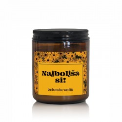 Darilna dišeča sveča z napisom in vonjem burbonske vanilije - Najboljša si!